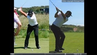 Jon Rahm golf swing  Long Iron faceon amp downtheline July 2017 [upl. by Lednam]