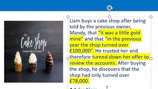 How to apply misrepresentation Liam cupcake scenario [upl. by Adnarb]