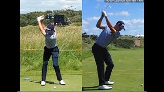 Justin Thomas golf swing  Long Iron faceon amp downtheline July 2017 [upl. by Benton]