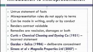 Misrepresentation Lecture 1 of 4 [upl. by Kally]